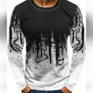 Men's long sleeve graphiti digital print top, size medium